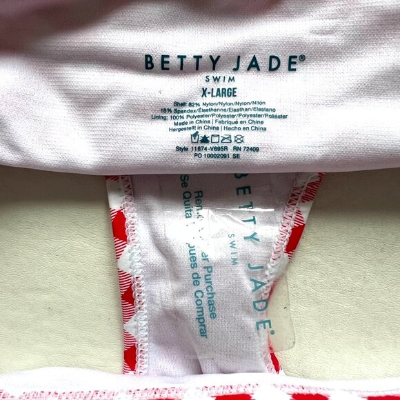 Betty Jade bikini bottoms XL red white gingham side tie plaid swimsuit string - Picture 3 of 3
